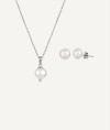 Conjunto Plata acabado Platino collar y pendientes Perlas