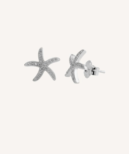 Sea Star Zircon Silver Earrings