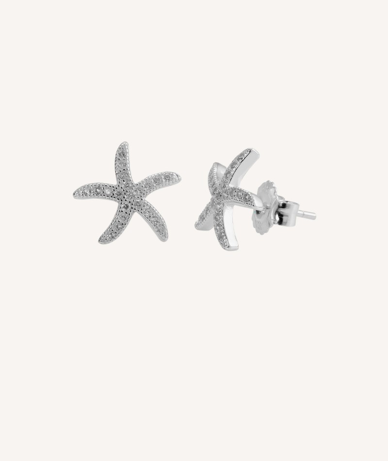 Sea Star Zircon Silver Earrings