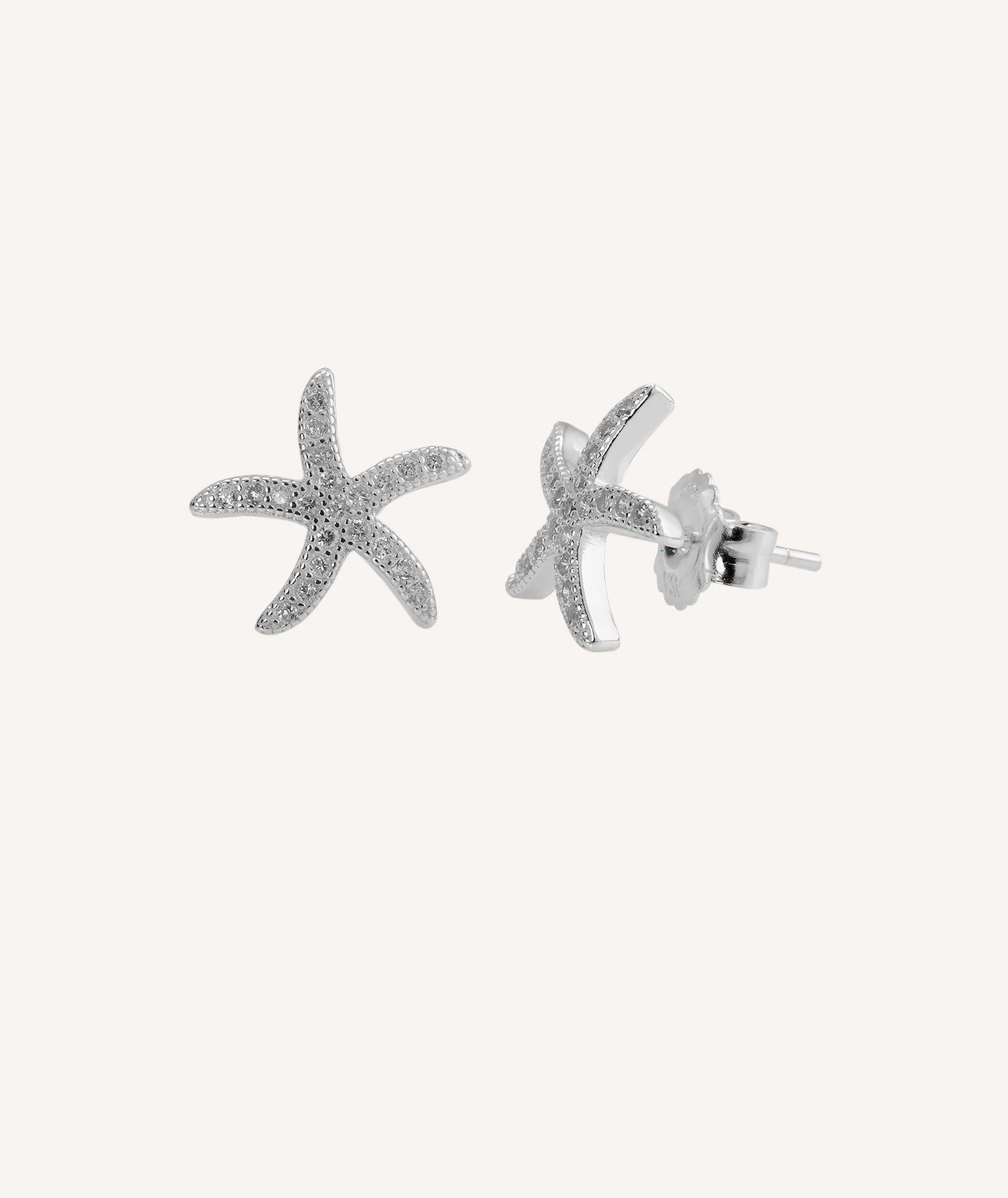 Sea Star Zircon Silver Earrings
