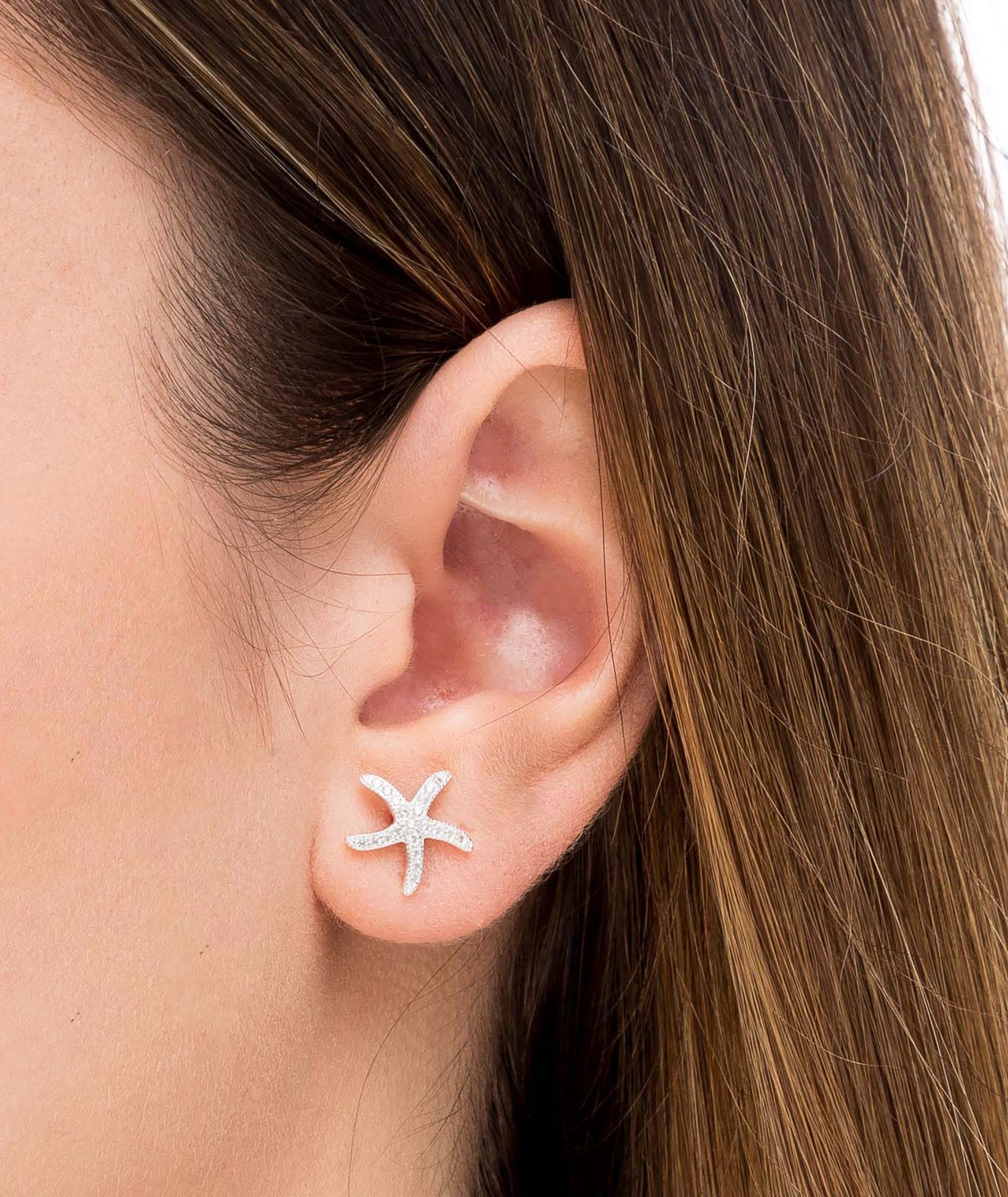 Sea Star Zircon Silver Earrings