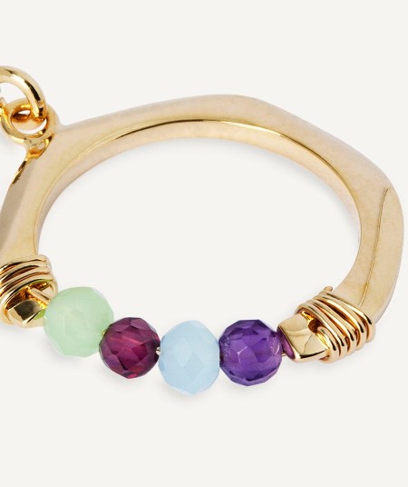 Pendientes Fosquet  chapado Oro 18 Kt aro piedras naturales