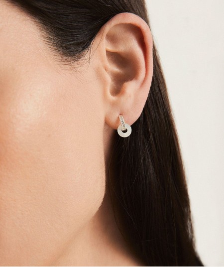 Pendientes Allegra colección Clasicos Plata Plata de primera Ley aro madreperla