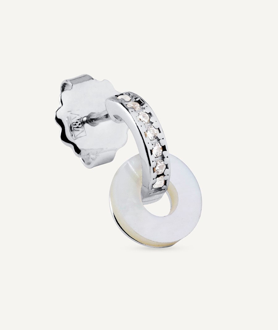 Pendientes Allegra colección Clasicos Plata Plata de primera Ley aro madreperla