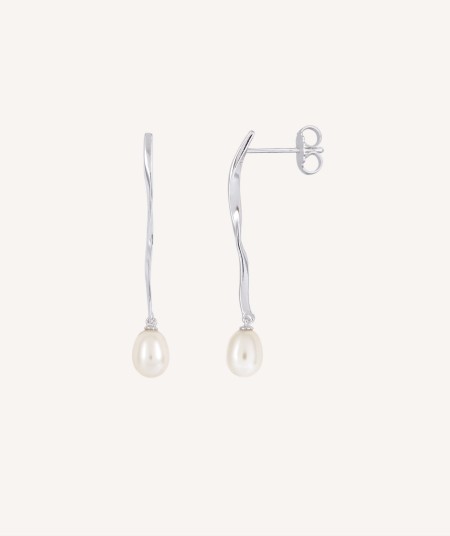 Earrings Giselle silver 925 long with cultured pearl
