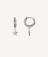 Pendientes Aro Articulado circonitas Multicolor Estrella