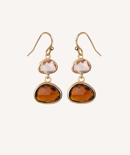 Earrings Crystal Champany Brown