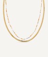 Collar  chapado Oro 18 Kt doble cadena plana circonitas multicolor
