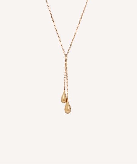 Double Drop Necklace 18k Gold Plated double pendulum drops