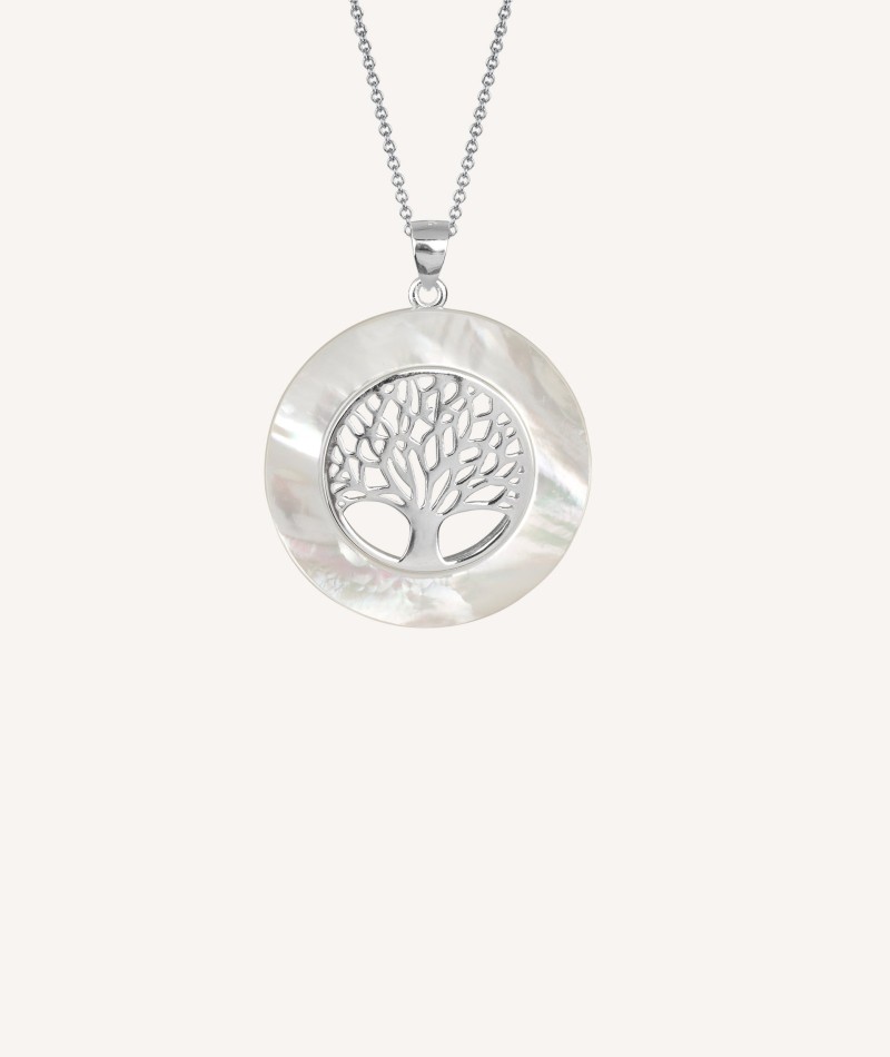 Colgante árbol de la vida círculo Madreperla