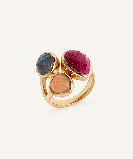 Anillo Roseta con piedras naturales multicolor