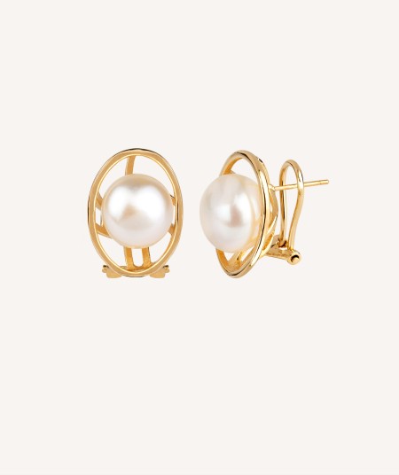 Pendientes clásico ovalado Perla 9mm