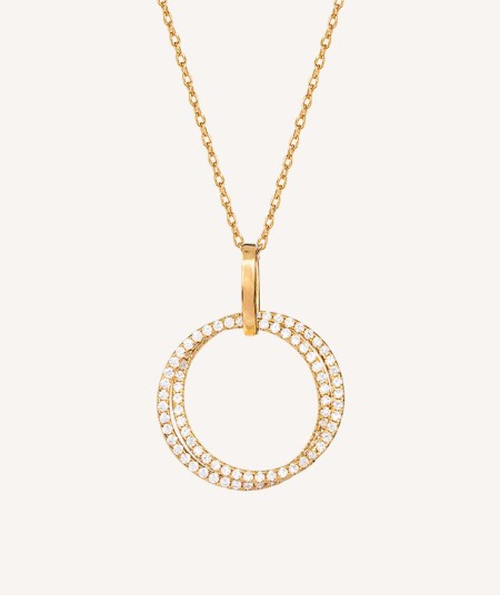 Silver Finished Necklace 18Kt Two Gold Rings
