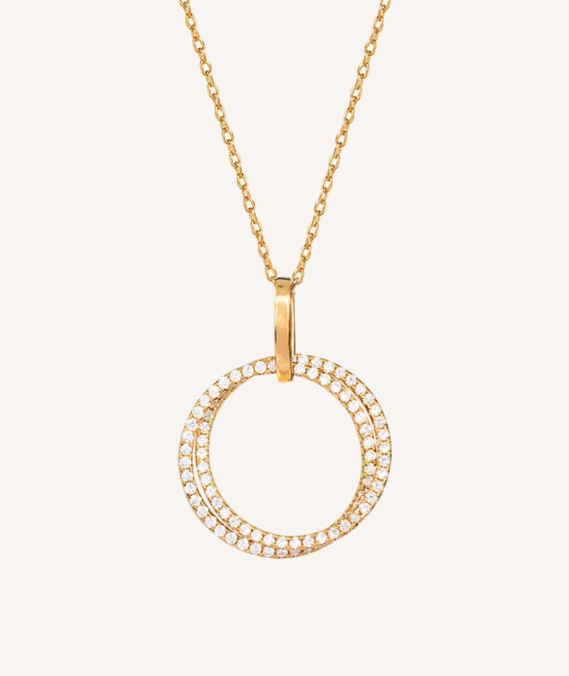 Silver Finished Necklace 18Kt Two Gold Rings