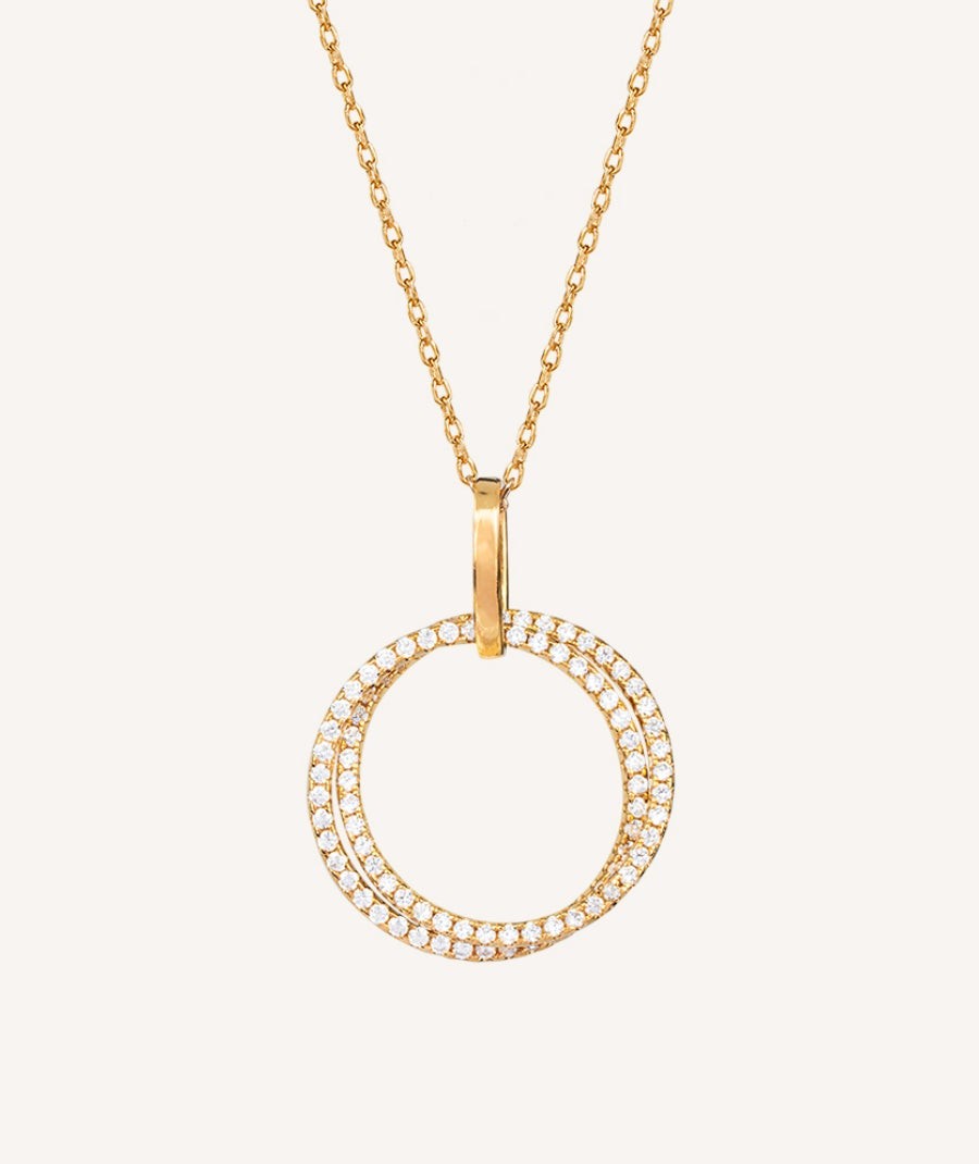 Silver Finished Necklace 18Kt Two Gold Rings