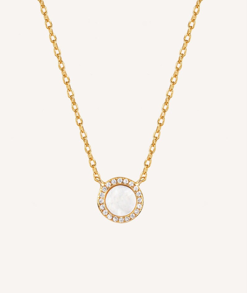 Collar Plata Acabada Oro 18Kt Circulo Madre Perla