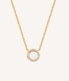 Silver Finished Necklace 18Kt Gold Mother of Pearl Circle