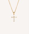 Colgante Charlene Plata de Ley 925 Chapado Oro 18Kt cruz circonitas