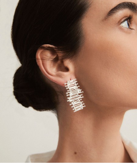 Pendientes largos Redosa Chapado Plata de primera Ley 