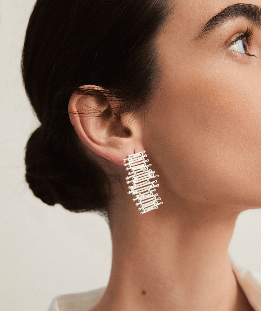 Pendientes largos Redosa Chapado Plata de primera Ley 