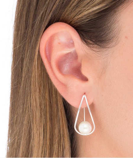 Silver Iridescent Pearl Earrings
