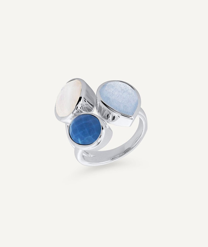 Anillo Bahia piedras naturales azul