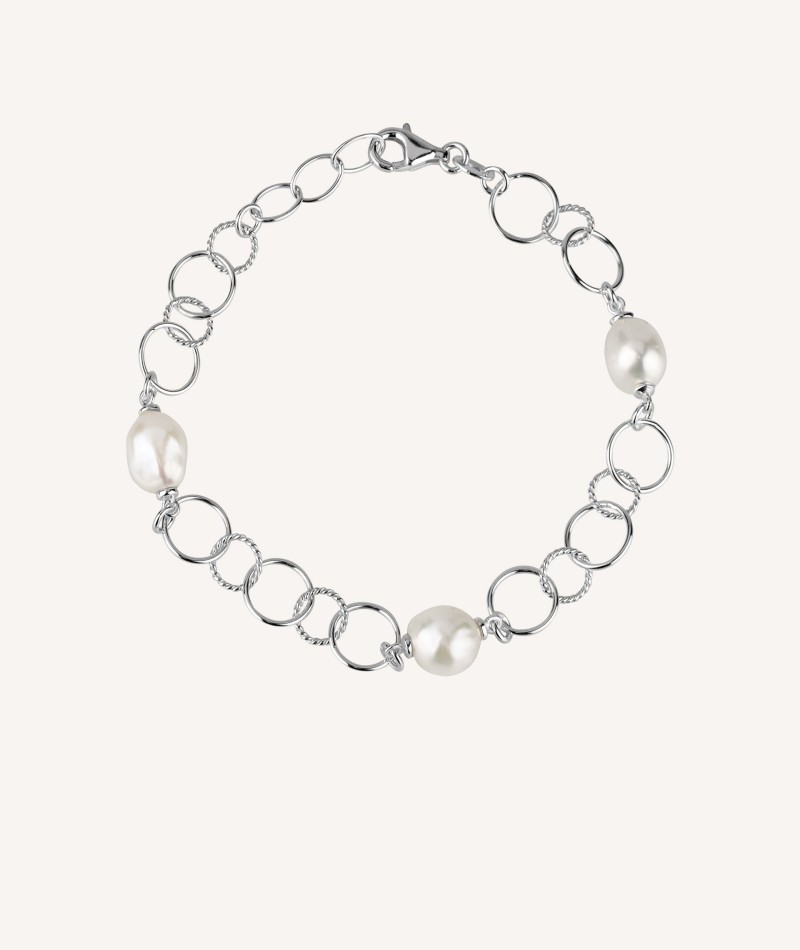 Pulsera eslabones con perlas cultivadas