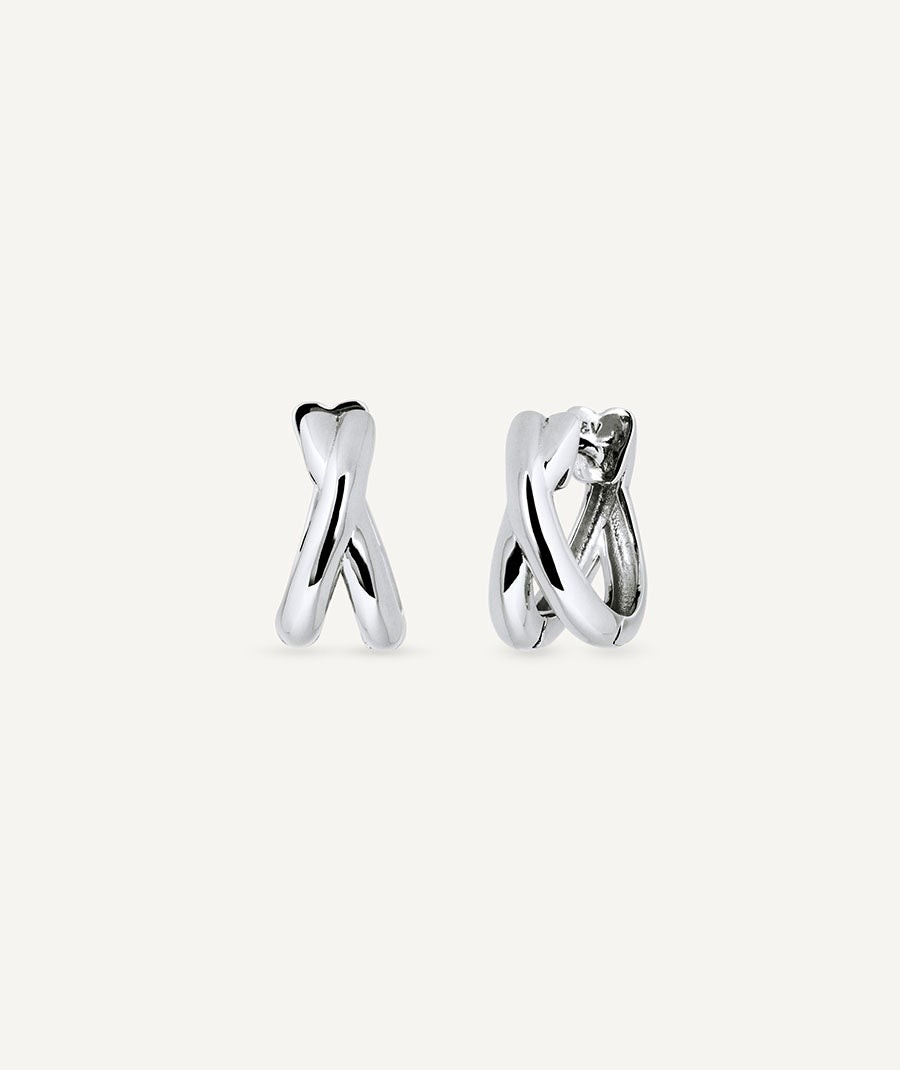 Earrings double crossed hoop