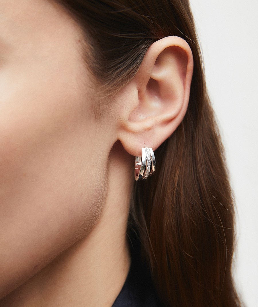 Earrings hoop 8mm Gisela with cubic zirconia