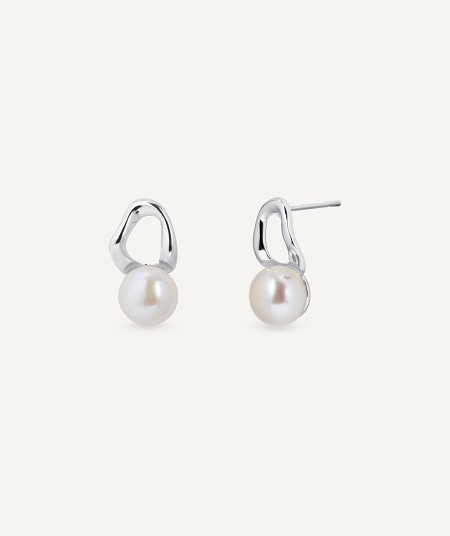 Pendientes colgante perla cultivada blanca