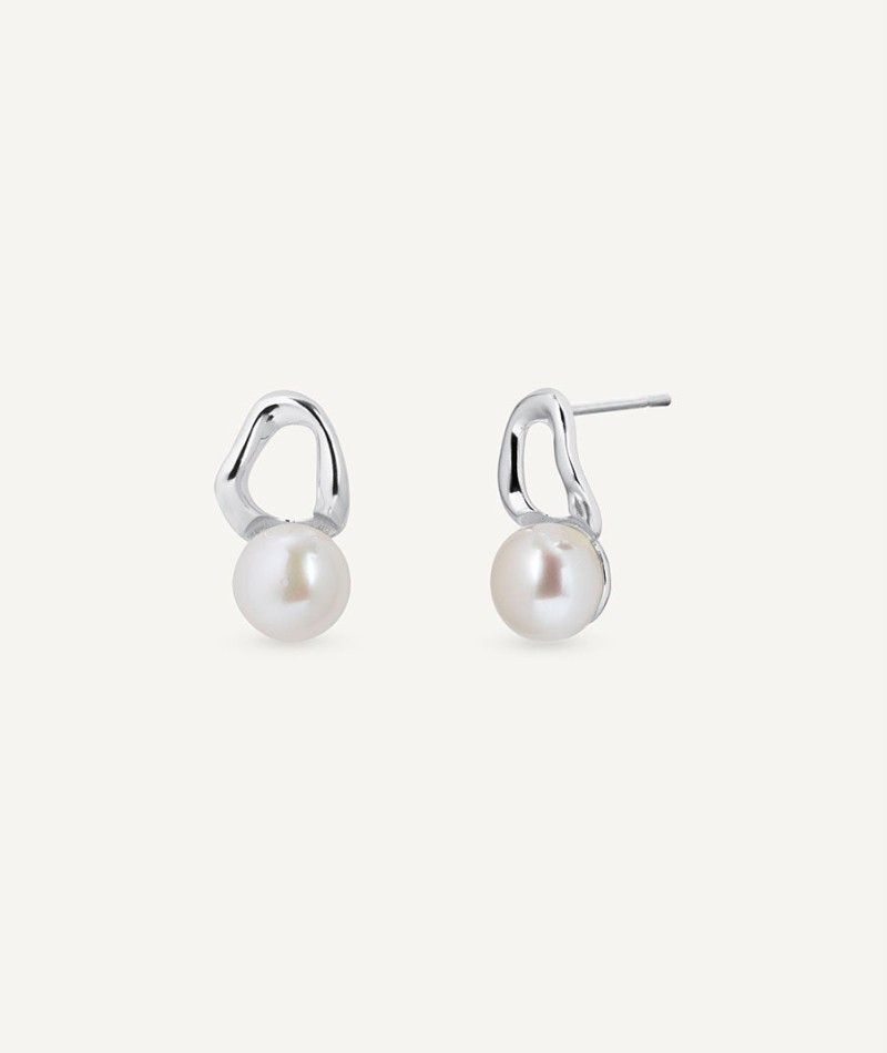 Pendientes colgante perla cultivada blanca