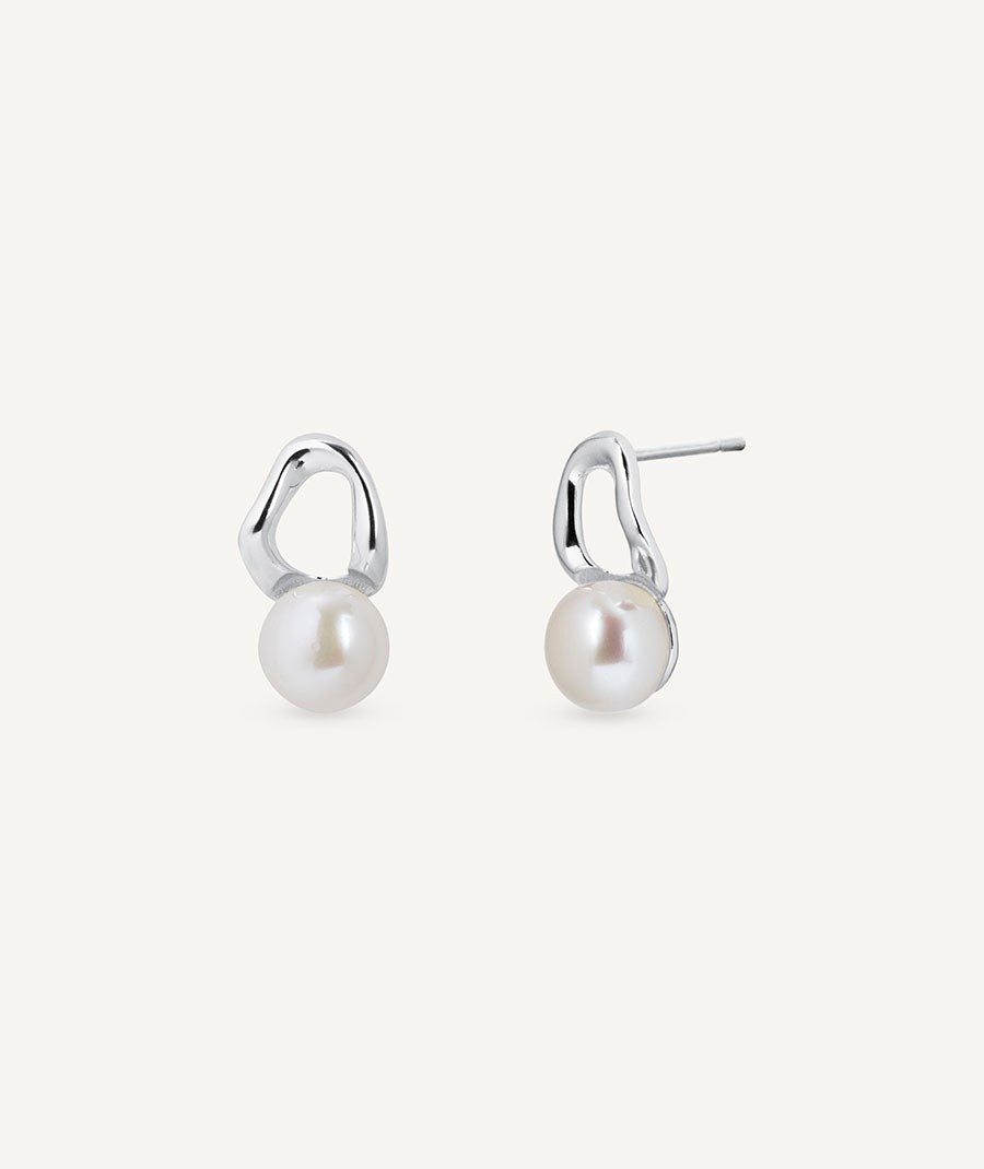 Earrings Drop with white cultured pearl