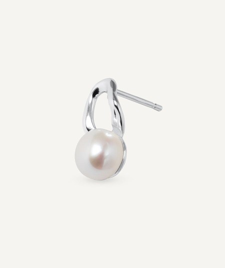Earrings Drop with white cultured pearl