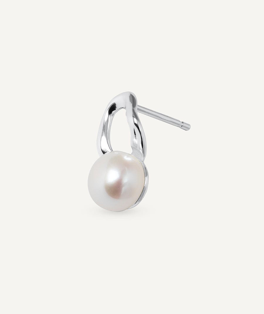 Earrings Drop with white cultured pearl