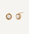 Earrings button white cultured pearl