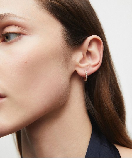 Earrings round hoop Dorian with mini cubic zirconia