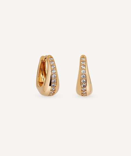 Earrings round hoop with cubic zirconia