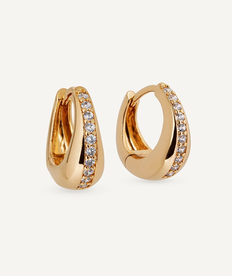 Earrings round hoop with cubic zirconia
