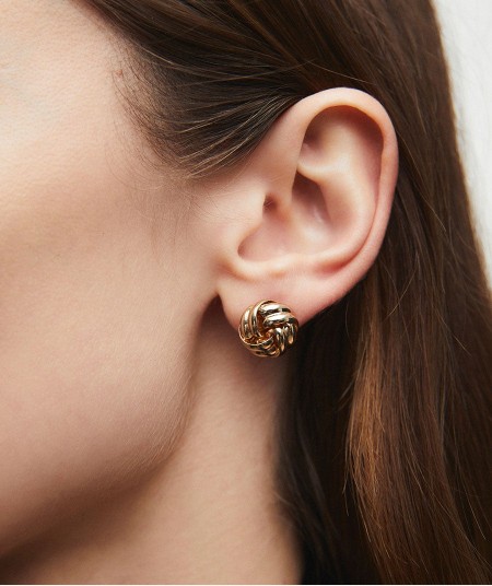 Earrings intertwined circles button Nus