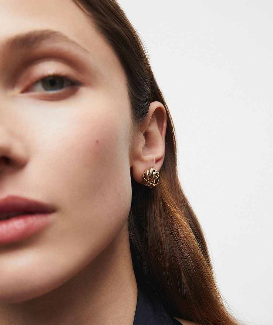 Earrings intertwined circles button Nus