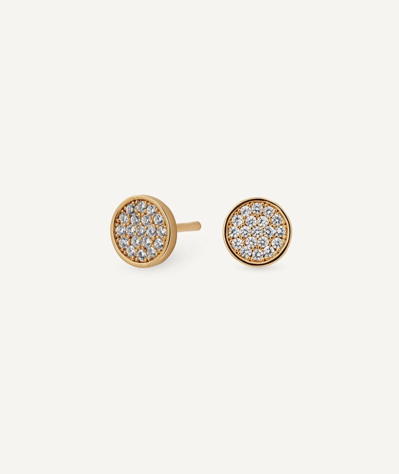Earrings circle button Ella with cubic zirconia