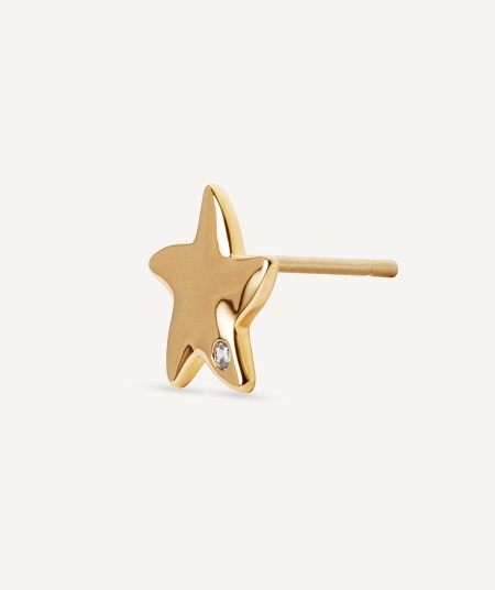 Earrings star button with cubic zirconia