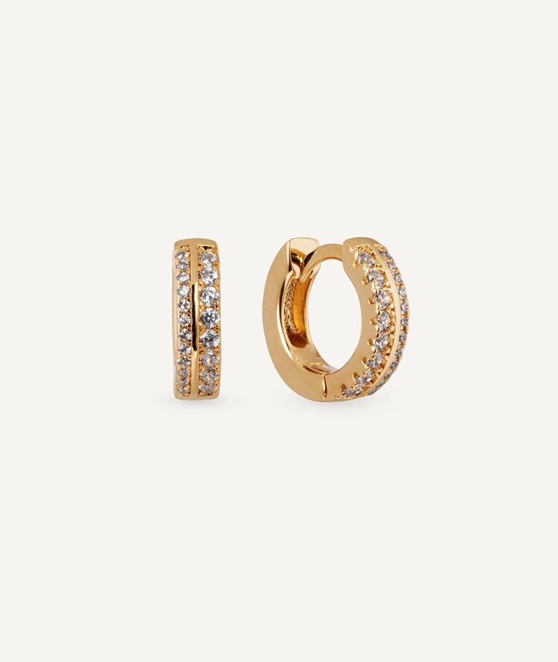 Earrings round hoop with cubic zirconia