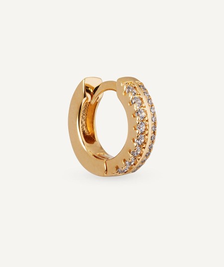 Earrings round hoop with cubic zirconia