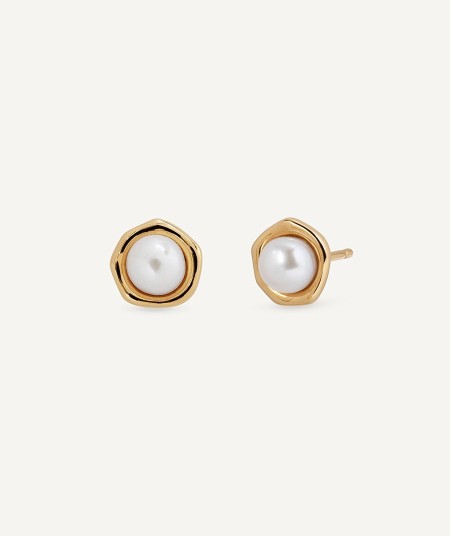 Pendientes botón perla cultivada blanca