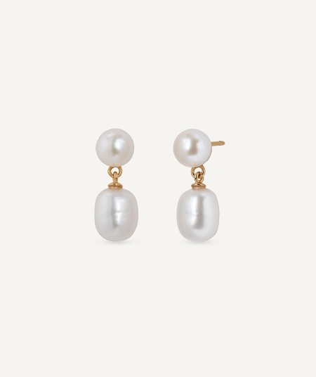 Earrings long Mila with white cultured pearls