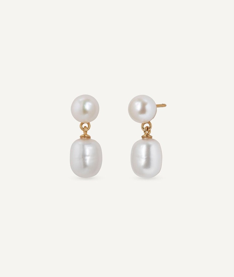 Earrings long Mila with white cultured pearls