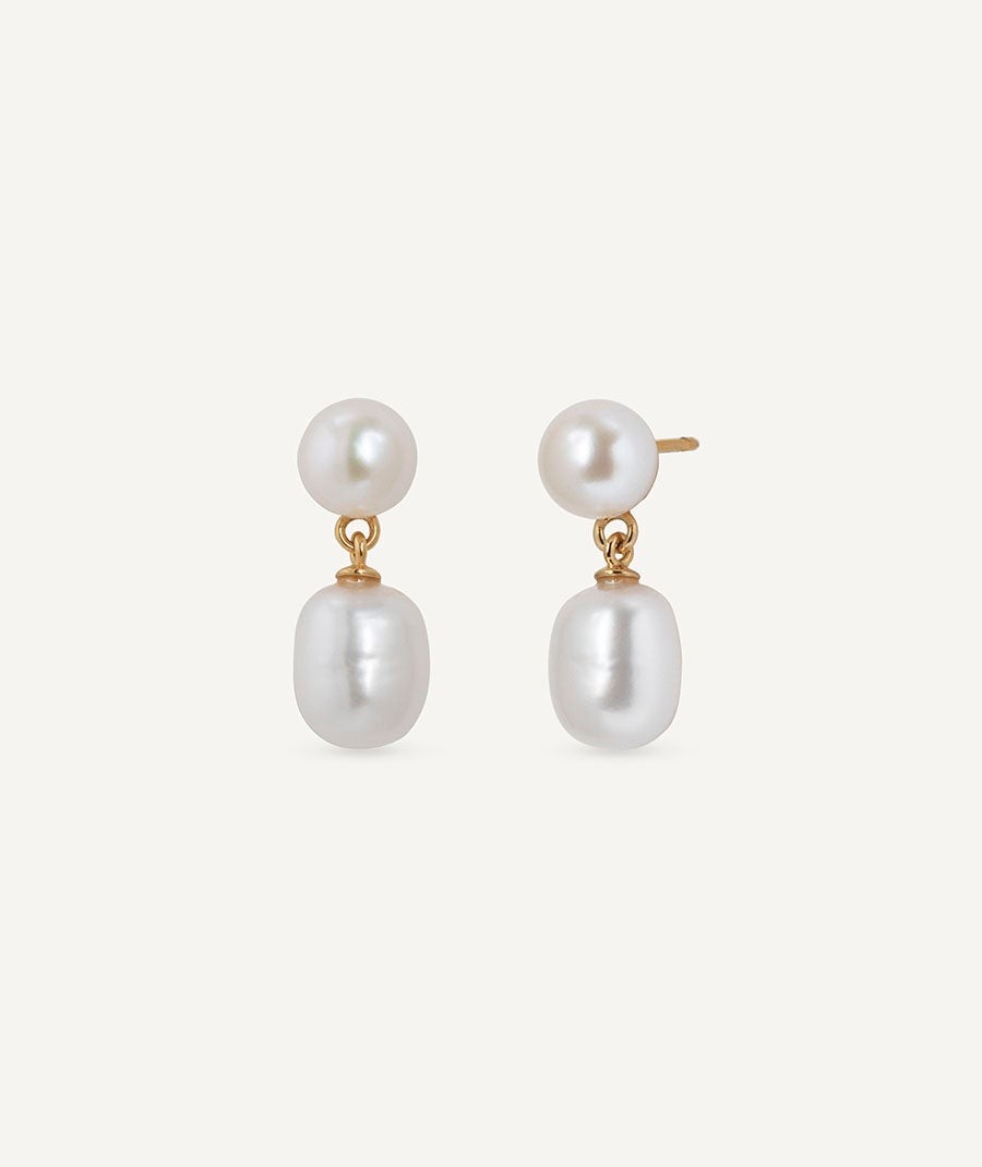 Earrings long Mila with white cultured pearls