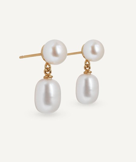 Earrings long Mila with white cultured pearls