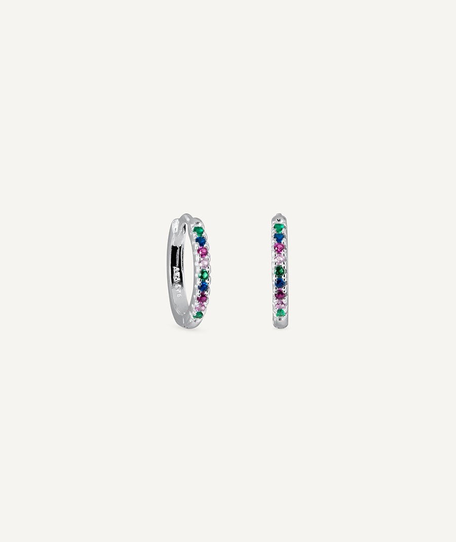 Pendientes aro con circonitas multicolor